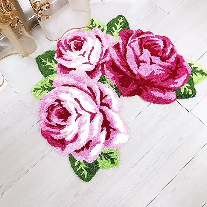 Tapis de sol capitonné en forme de Rose, forte Absorption d'eau, antidérapant, pour salon, chambre à coucher, produits ménagers
