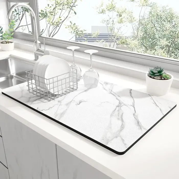 Tapis de séchage de cuisine en marbre
