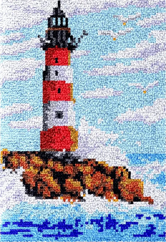 Tapisserie phare de mer crochet de loquet kits de tapis avec toile imprimée tapis broderie bricolage