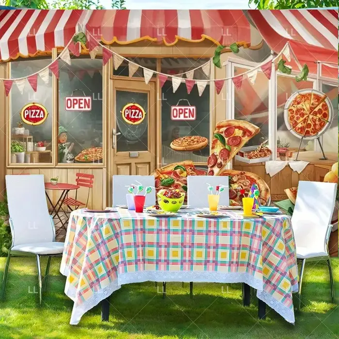 Décor de scène de restaurant de pizzas italiennes, nourriture délicieuse, fête, décoration, café en plein air, accessoire de photographie