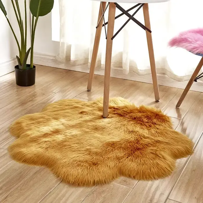 Tapis moderne antidérapant en fausse fourrure douce pour salon d'intérieur