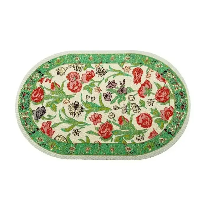 Tapis multicolore pour maison de poupée, accessoires ovales et ronds, tapis miniature tissé, motif f