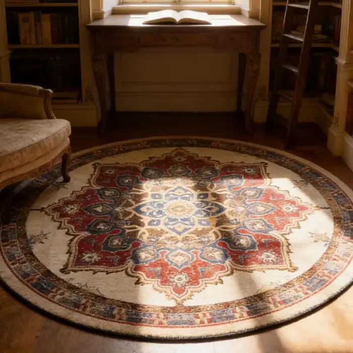 Tapis rond en Imitation laine