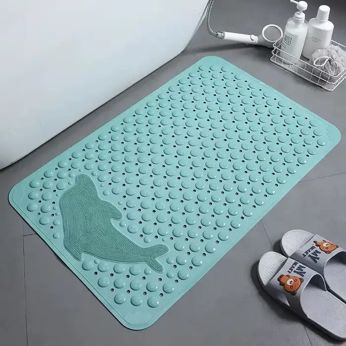 Tapis de douche rectangulaire antidérapant, 1 pièce, avec ventouses, trous de vidange, 35x70cm, tapi