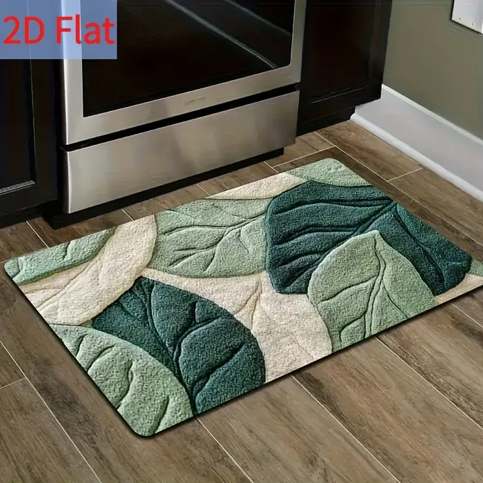 Tapis de cuisine à motif de feuilles vertes printanières