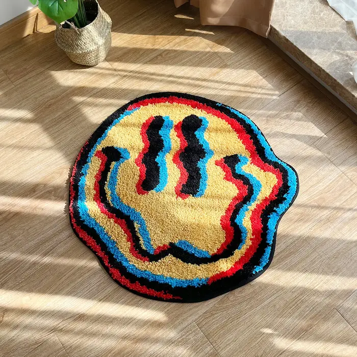 Tapis Trippy souriant - Conception capitonée unique | Cadeau idéal pour un ami | Tapis de chambr