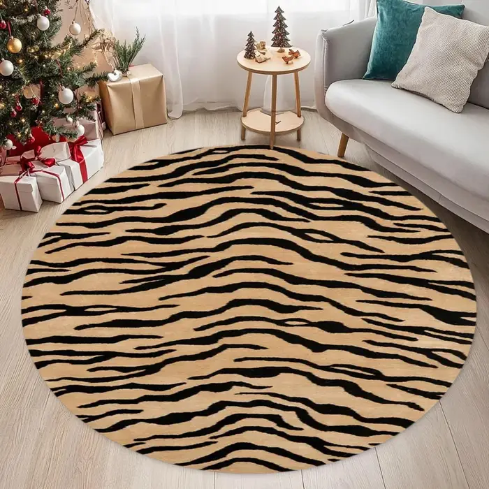Tapis circulaire imprimé léopard et tigre, motif Animal imprimé, antidérapant, pour porte d'entrée, salon, chambre à coucher, décoration