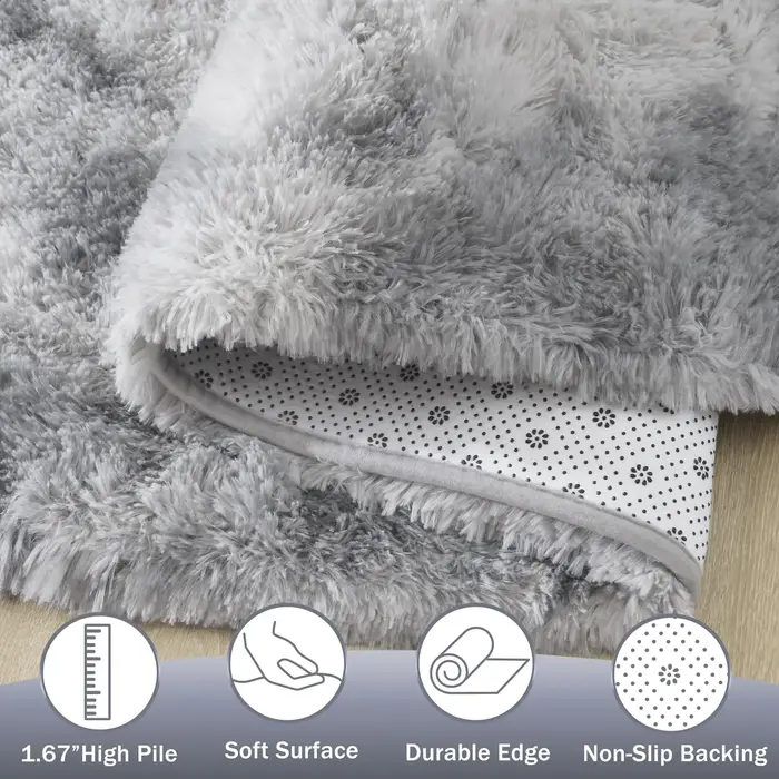 Tapis de chevet ovale en peluche gris clair