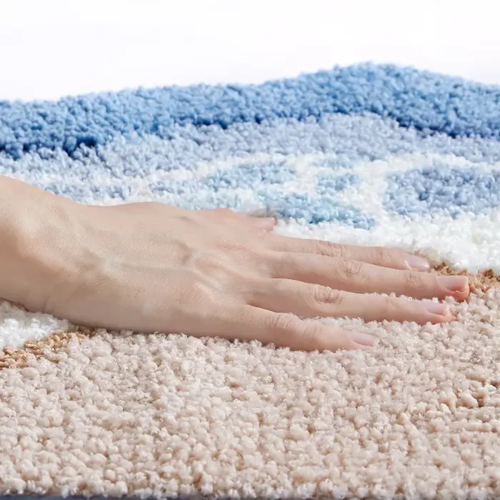 Tapis de chevet ondulé tufté à la main