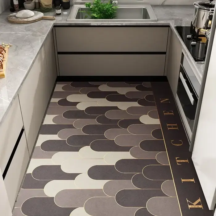 Tapis de cuisine anti-huile, antidérapant, imperméable, en PVC, tapis de sol en cuir, décoration intérieure, grands tapis de sol, Alfombra De Cocina 주방 카펫