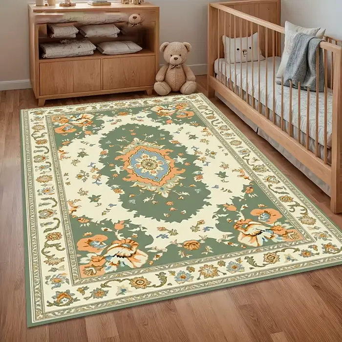 Tapis Bohème Vintage Turquoise, Grand Tapis Oriental pour Salon, Tapis de Sol Élégant pour Chambre et Salon, Décoration