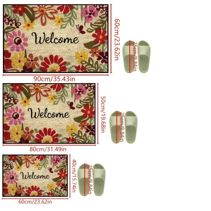 VIKAMA Garden Style Tapis de bienvenue à fleurs