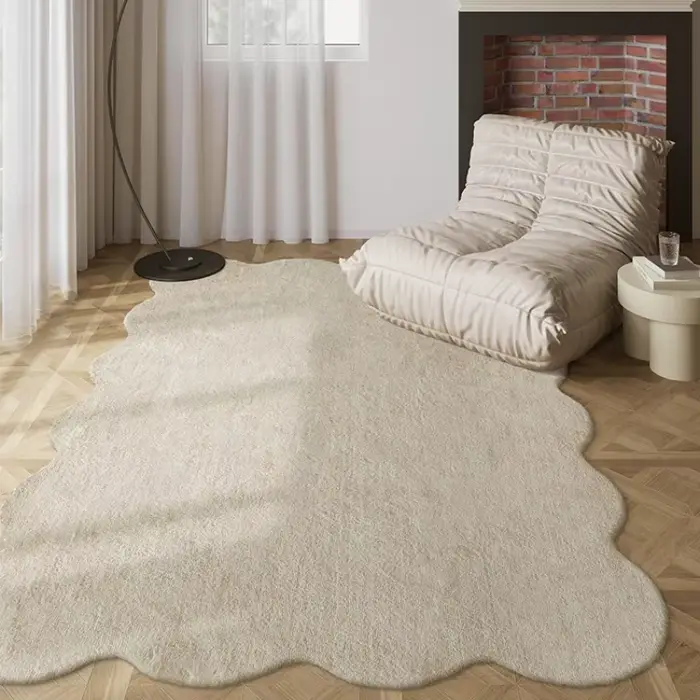 Tapis en Peluche Irrégulier pour Décoration de Salon