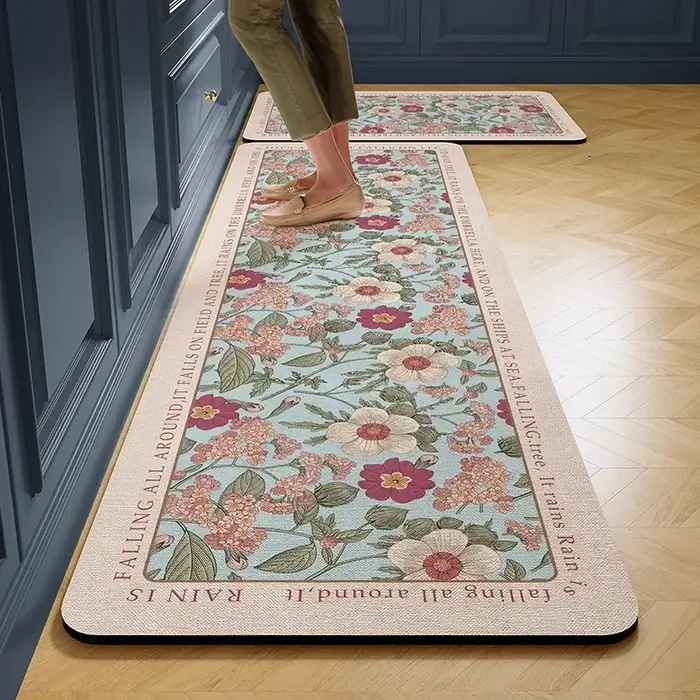 Tapis de sol de cuisine imperméable en PVC, longs tapis de sol en cuir résistants à l'huile, tapis d