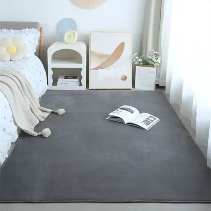 Tapis en velours de corail gris pour salon, canapé, chambre d'enfants, tapis de sol de chevet, court