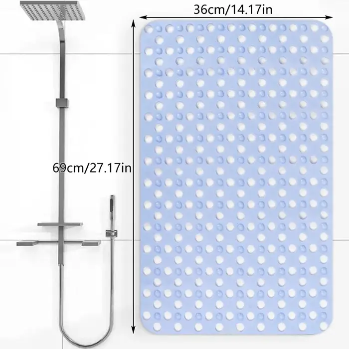 Tapis de bain antidérapant en caoutchouc anti-moisissure avec trous de drainage
