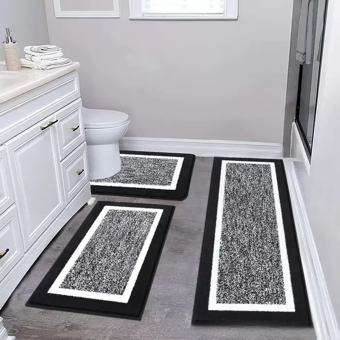 Ensemble de tapis de salle de bain en microfibre lavable 3 pièces/ensemble