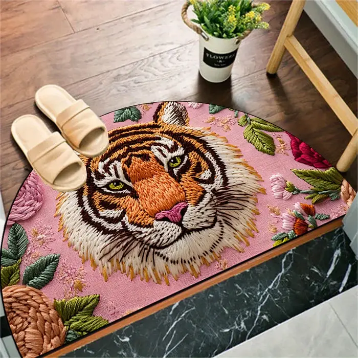 VIKAMA – tapis de sol d'entrée Semi-circulaire imprimé tigre