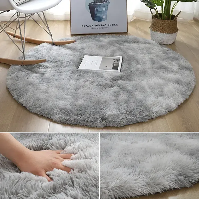 Tapis en Polymères Ronds en Peluche Super Doux, pour Salon, Décoration de Maison, Chambre d'Enfant,