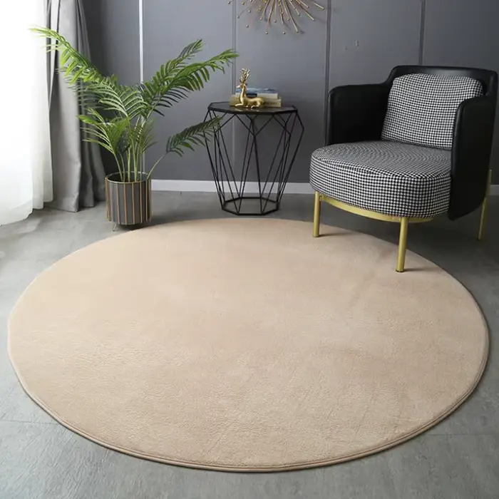 Tapis rond en velours de corail gris