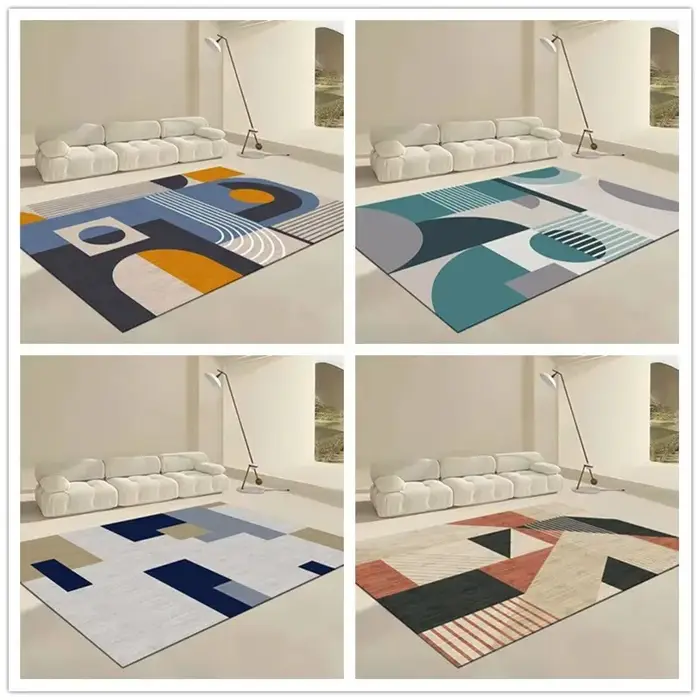 Tapis de Sol Géométrique de Luxe pour Chambre à Coucher