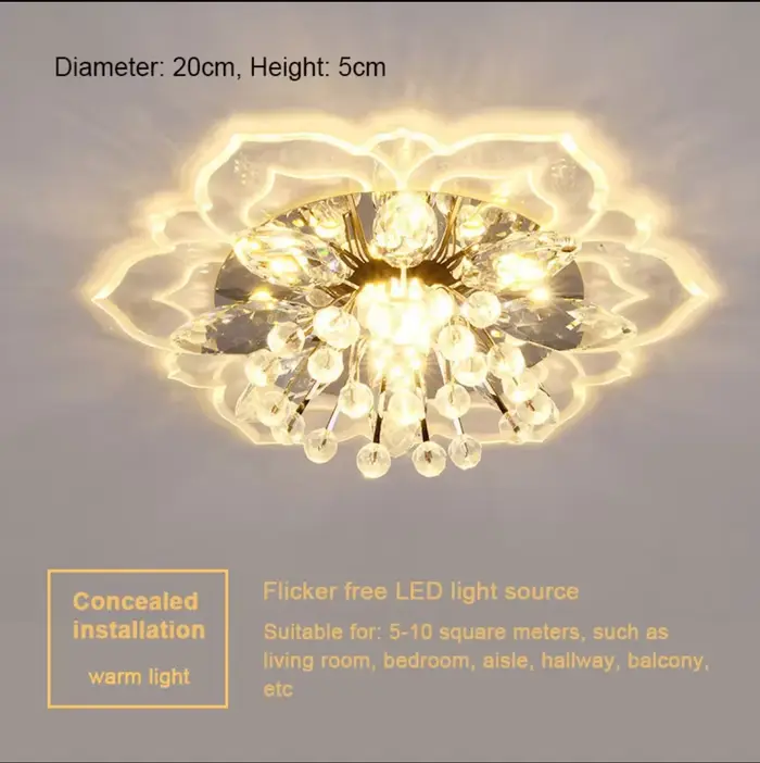 Créatif LED plafonnier cristal fleur lustre chambre couloir salon suspension lampe