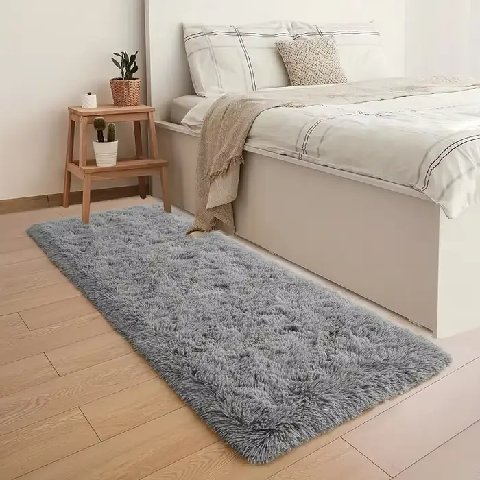 VIKAMA Tapis à poils longs doux et moelleux, tapis de canapé de salon lavable en machine et facile à