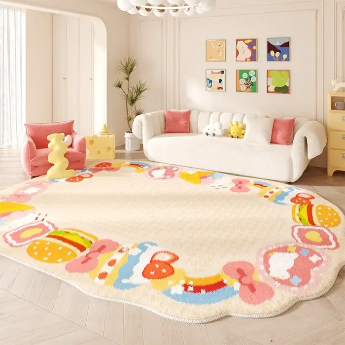 Tapis rose à grande surface pour salon