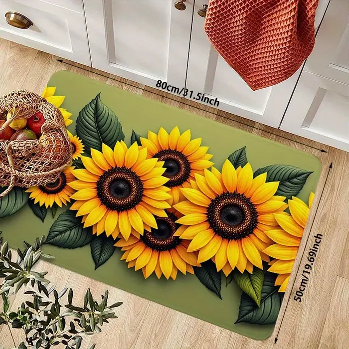 Tapis de sol VIKAMA motif tournesol floral pour l'automne, tapis de salon, tapis de canapé, tapis de cuisine, paillasson d'entrée, tapis de bienvenue