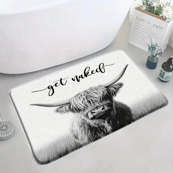 Tapis de porte humoristique avec motif « Get Naked », antidérapant, imprimé, pour entrée, salle de bain, décoration de la maison