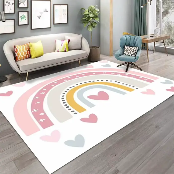 Tapis rayé arc-en-ciel coloré