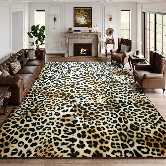 Tapis imprimé léopard antidérapant, motif animal, pour salon, style rétro, imprimé guépard sauvage, 