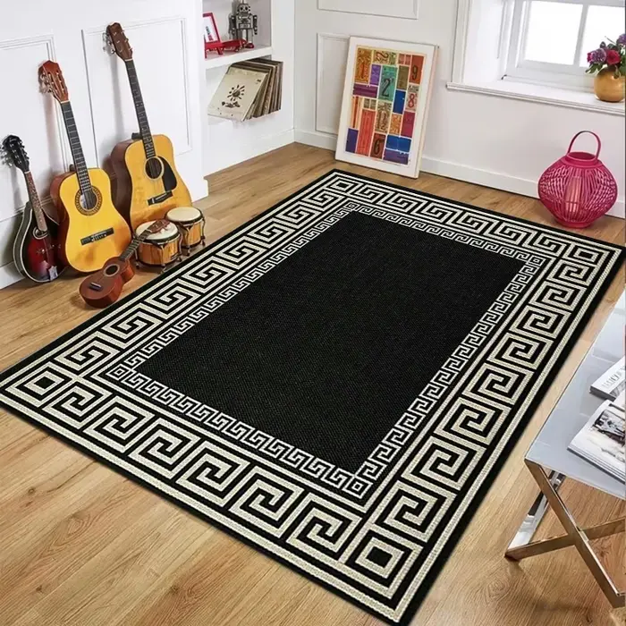 Tapis Géométrique Grec Rétro Antidérapant Lavable