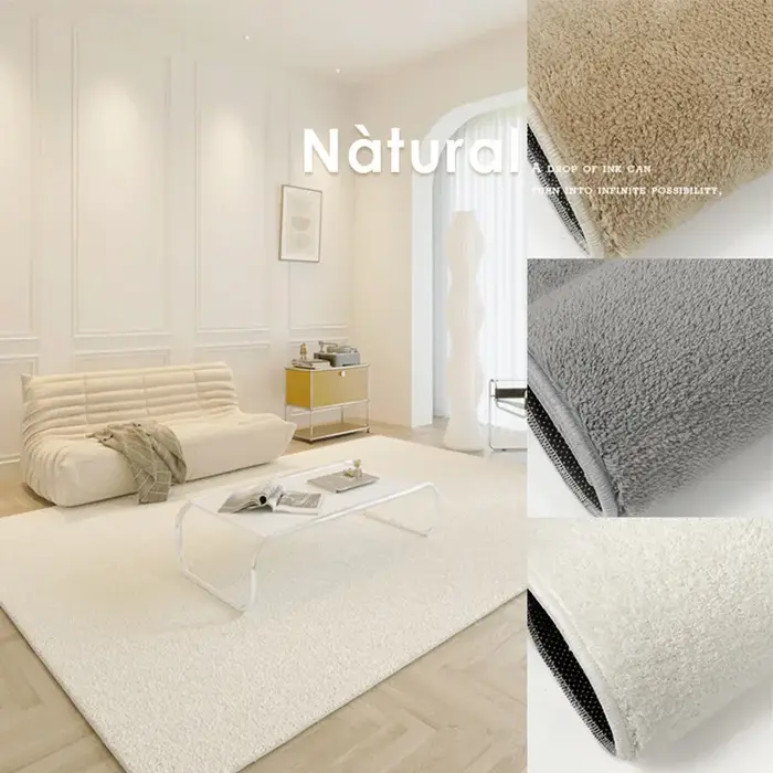 Tapis japonais en peluche solide minimaliste