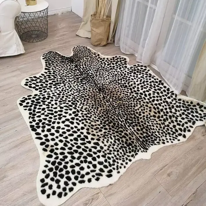 VIKAMA – tapis vintage à imprimé léopard, design en fausse peau d'animal, tapis en peluche pour salo