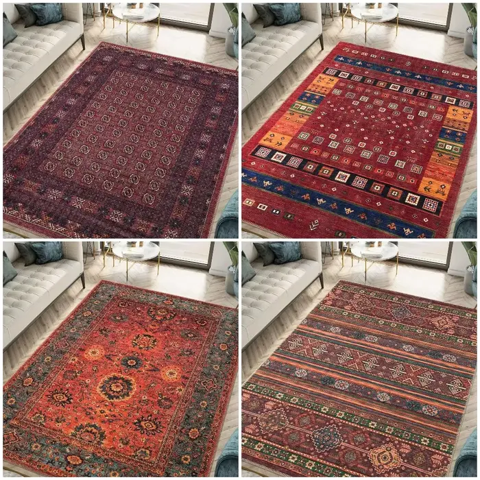 Tapis luxueux imprimé Vintage rouge