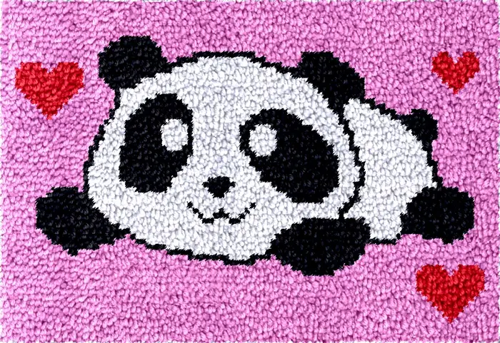 Dessin animé Panda grand loquet crochet tapis kits tapis broderie toile faire-le vous-même bricolage