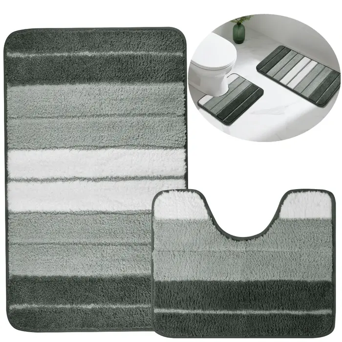 Ensemble de tapis de salle de bain 2 pièces en peluche Shaggy doux absorbant