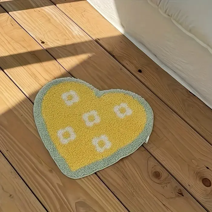 VIKAMA Ins Wind Heart Flower Tapis en peluche au design charmant pour couloir