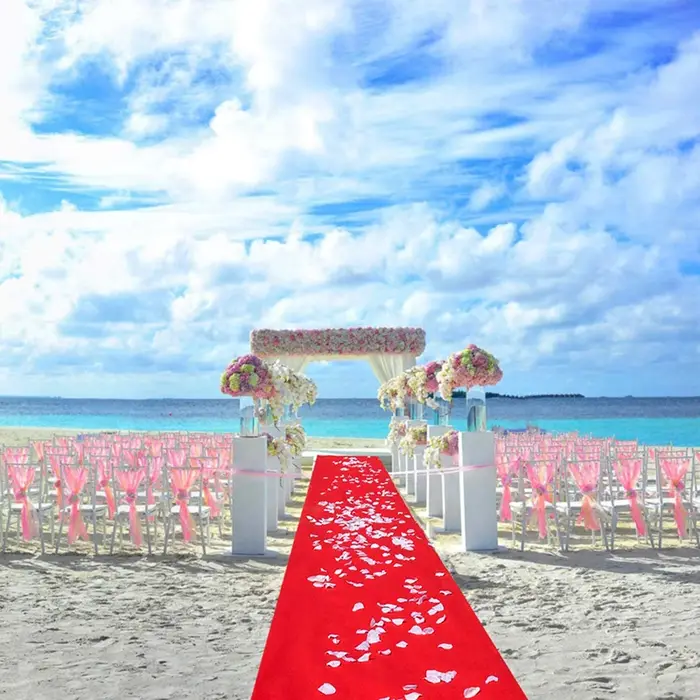 Tapis de mariage rouge longueur personnalisée