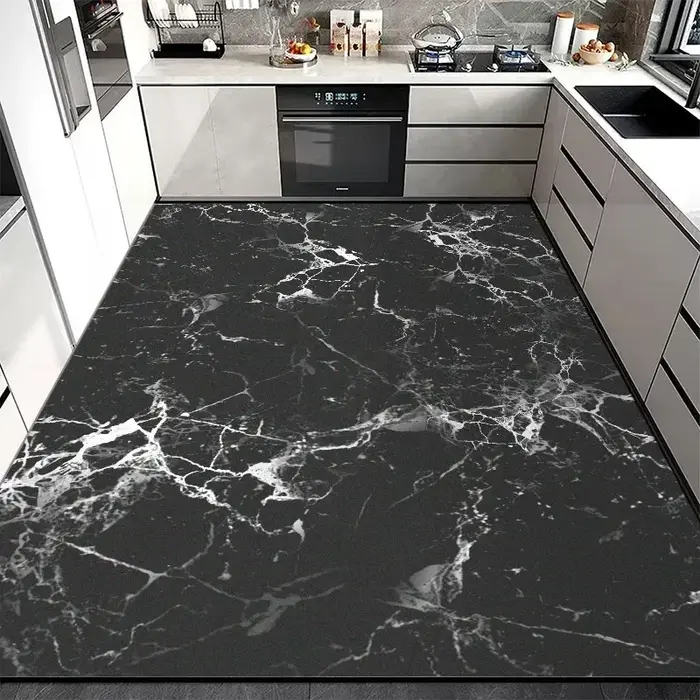 Grand tapis de sol de cuisine en cuir Pvc