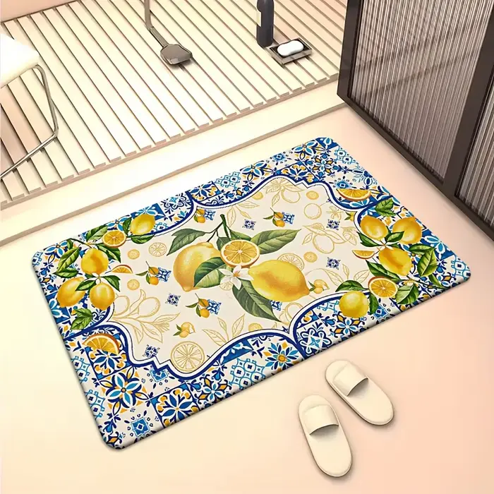 Tapis de cuisine antidérapant à motif citron pour salle à manger, entrée et buanderie, idéal pour le