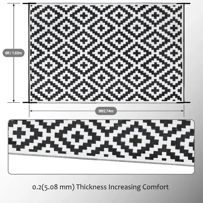 Grand Tapis Pliable et Réversible en Paille Plastique