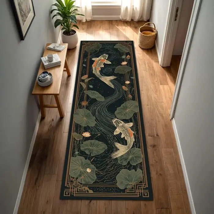 VIKAMA Tapis de couloir vintage Koi Pond Runner