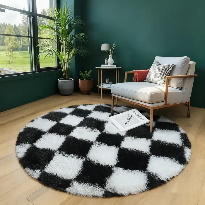 Tapis rond tie-dye moelleux et doux pour chambre d'enfant
