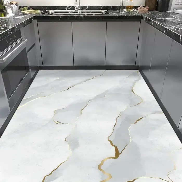 Grand tapis de sol de cuisine en cuir Pvc