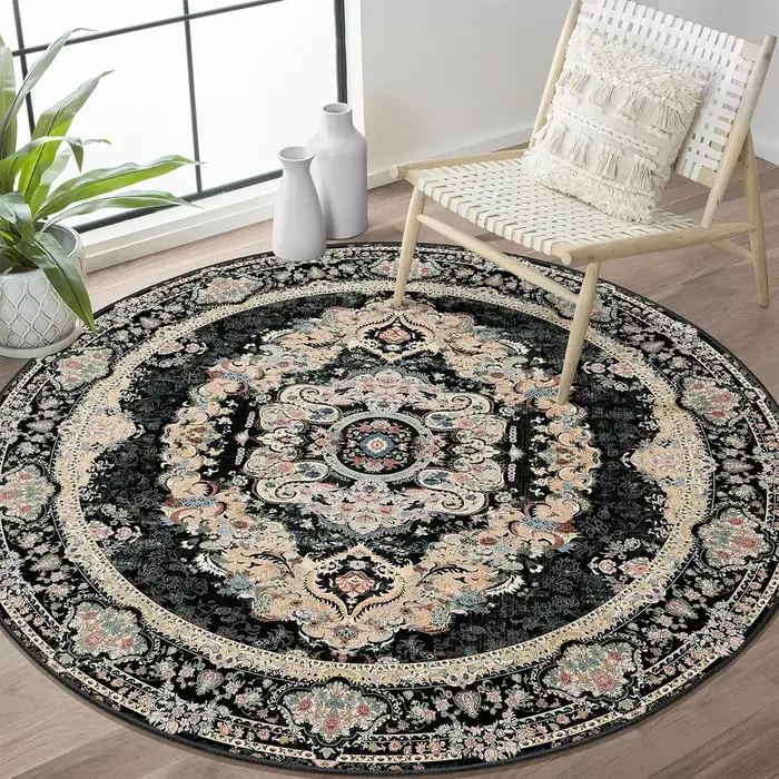 Tapis circulaire à motif Floral rétro