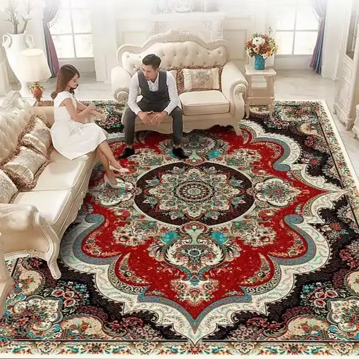 Tapis persan rétro pour la décoration de la maison, style européen, tapis de salon, côté canapé, grande surface, lea, porte d'entrée, Everakroom, polymères de sol
