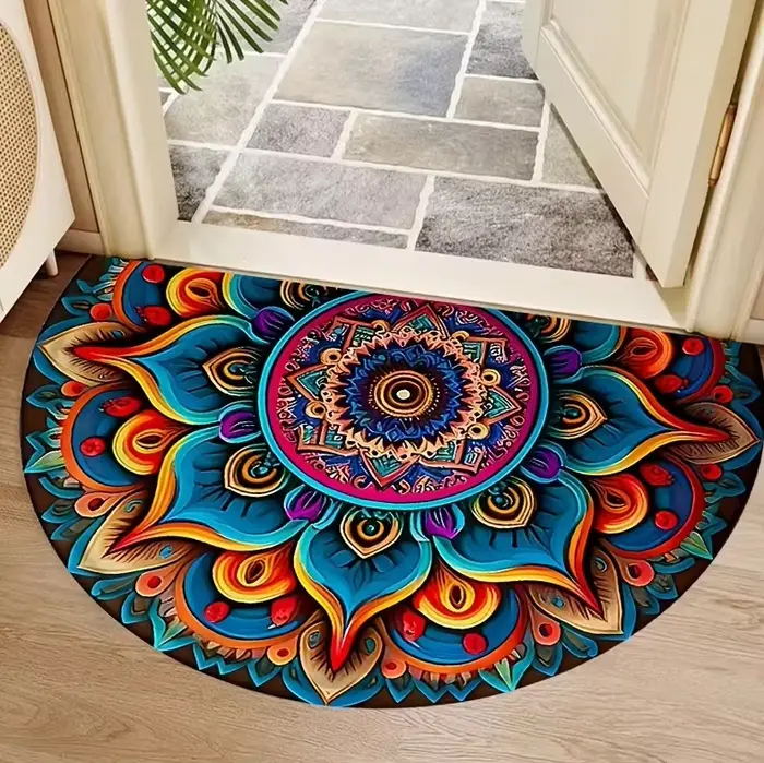 Tapis demi-rond imprimé arc-en-ciel coloré