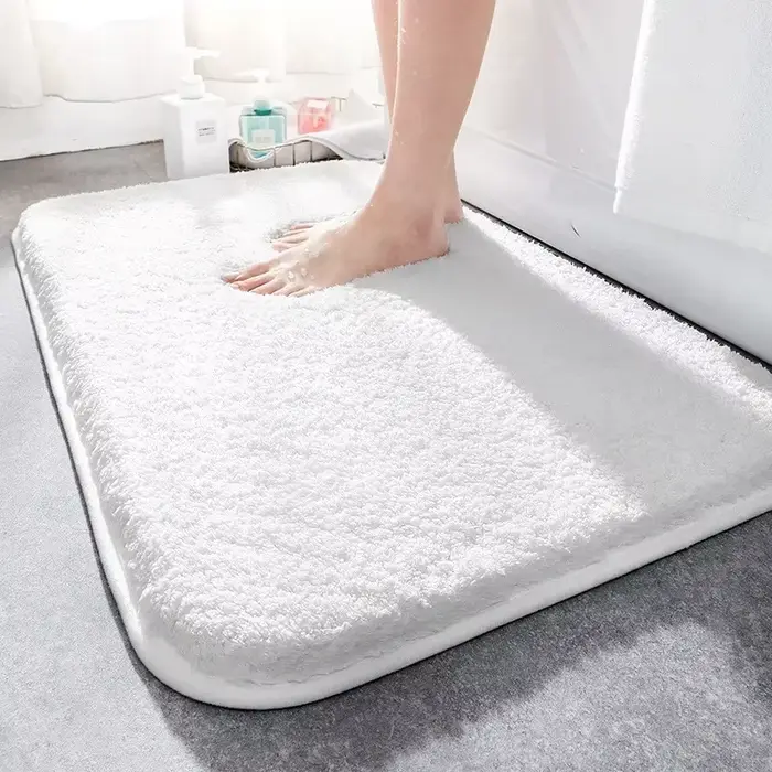 Tapis de salle de bain doux et moelleux en peluche épais, tapis de sol antidérapant, tapis de bain a
